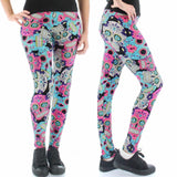 Pink & Blue Sugar Skull Soft Leggings