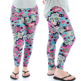 Pink & Blue Sugar Skull Soft Leggings