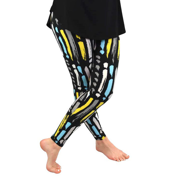 Bright Paint Strokes Print Soft Leggings