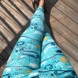 Sail The Blue Sea Print Soft Leggings - Adult & Kid Sizes