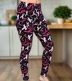 Pink Ribbon Awareness Print Soft Leggings