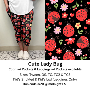 Cute Lady Bug Capri/Leggings w/ Pockets (Kid's Leggings too!) | Run ends 3/20 | ETA 32 Days