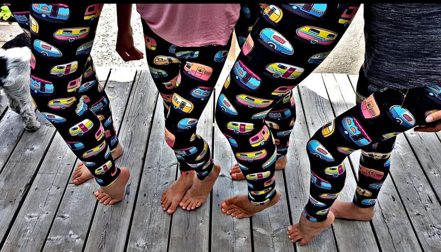 Colorful Fun Camper Print Capri & Full Length Leggings
