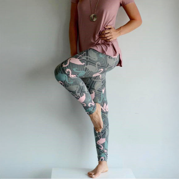 Miami Flamingo Print Leggings