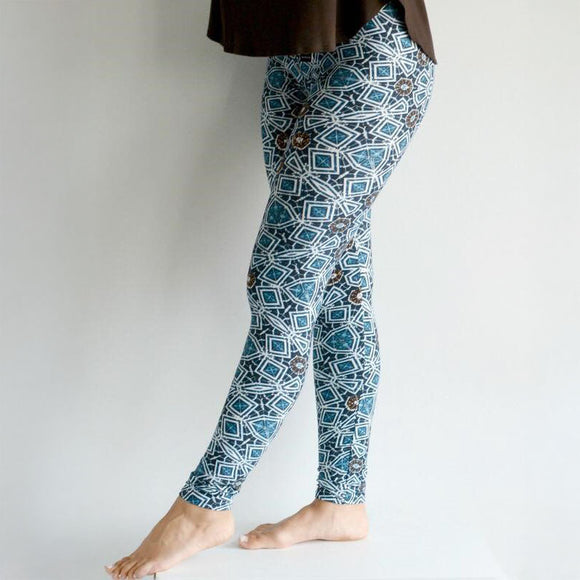 Blue Kaleidoscope Print Leggings