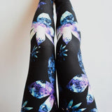 Galaxy Flower Print Capri & Full Length Soft Black Leggings