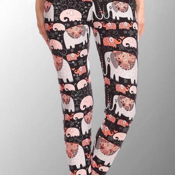 Cute Elephant Print Leggings - Adult & Kid Sizes