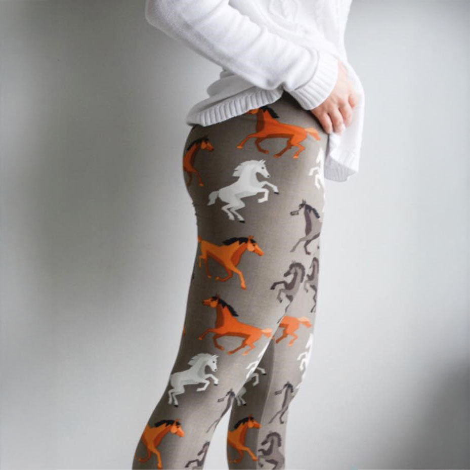 Wild Horses Print Soft Leggings - Adult & Kid Sizes