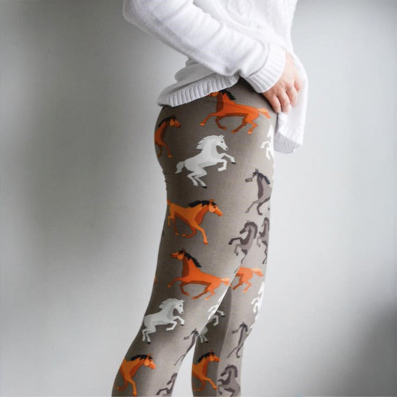Wild Horses Print Soft Leggings - Adult & Kid Sizes