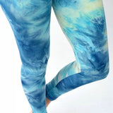 Teal Blue Tie Dye Print Soft Leggings