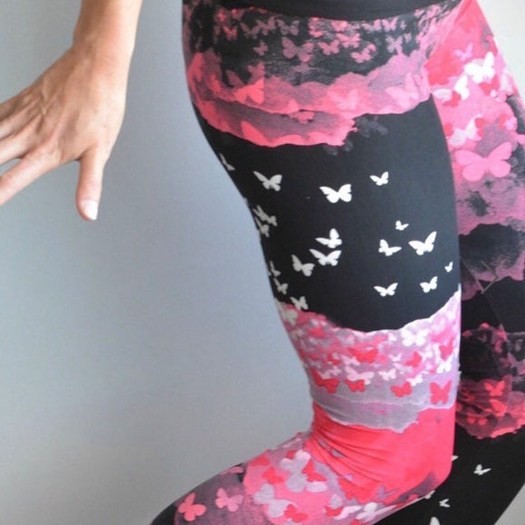 Pink Ombre Butterfly Soft Leggings