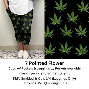 7 Pointed Flower Capri/Leggings w/ Pockets (Kid's Leggings too!) | Run ends 3/20 | ETA 32 Days