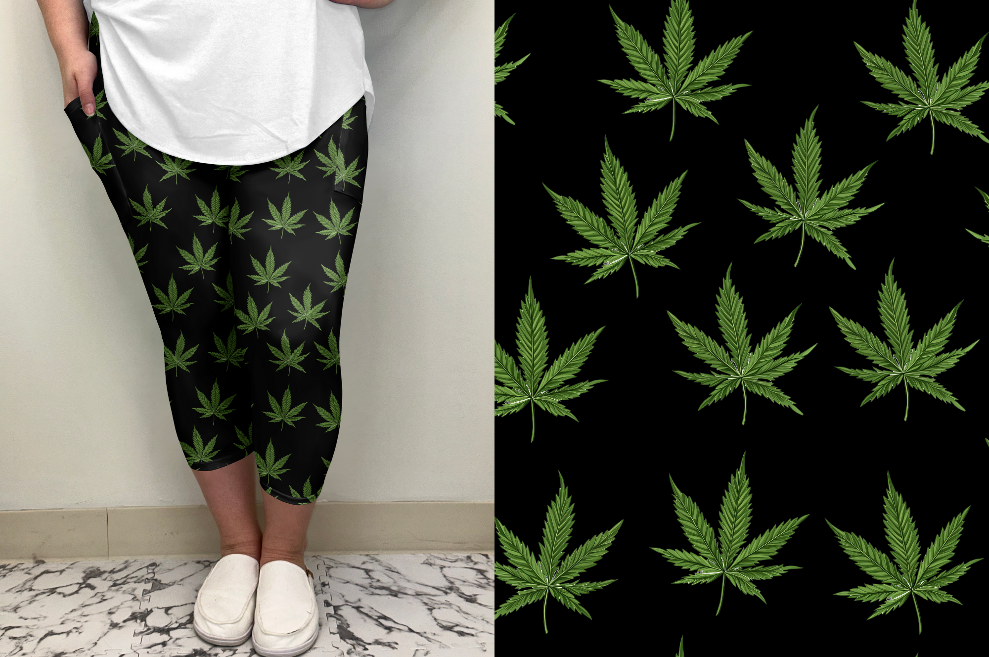 7 Pointed Flower Capri w/ Pockets