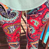 Watermelon Paisley Print Leggings