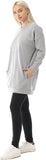 Casual Oversized Loose Fit Crew Neck Long Sleeves Fleece Pullover Sweatshirts Tunic w/ Pockets