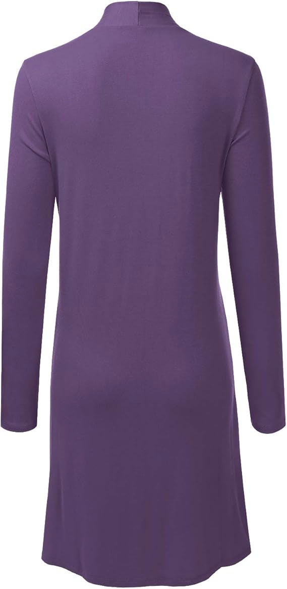 Women's Open Front Knee Length Long Sleeve Cardigan w/ Pockets S-3X