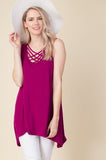 Solid Rayon Sleeveless Lattice Top