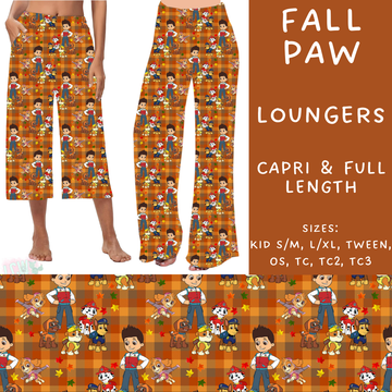 Batch #213 - Character Fall - Closes 10/9 - ETA mid Nov - Fall Paw Capri and Full Length Loungers