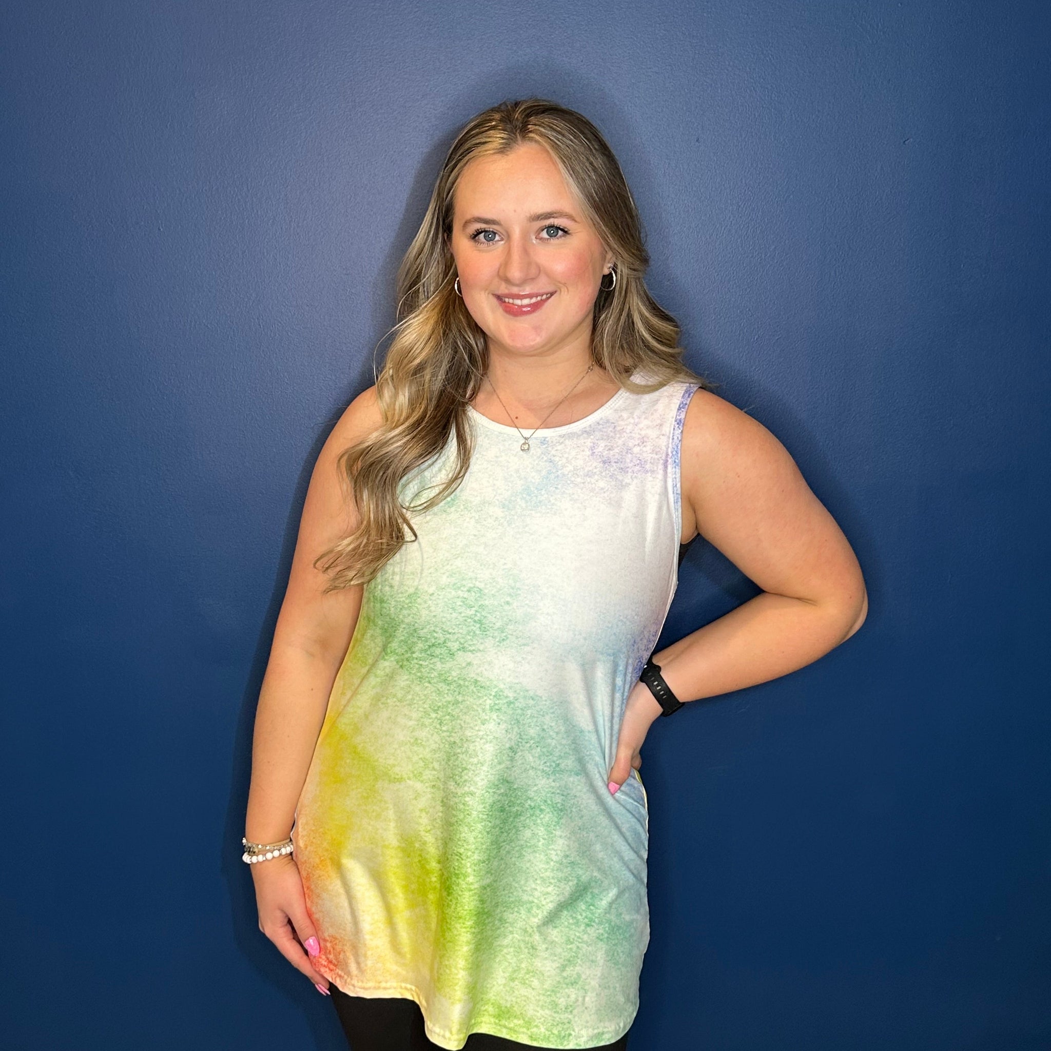 Rainbow Tie Dye Flowy Tank Top