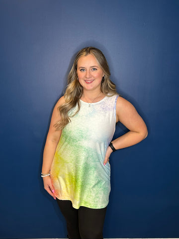 Rainbow Tie Dye Flowy Tank Top