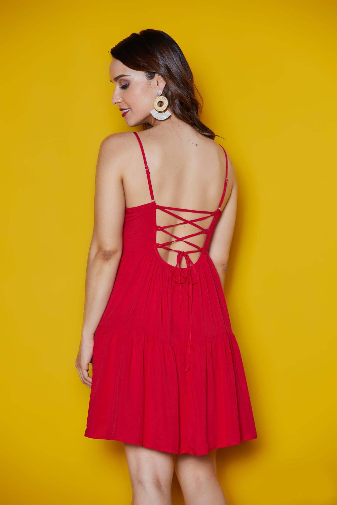 Tiered Cami Lace up Corset Dress