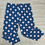 Baseball Pin Stripe Blue Soft Leggings - Adult & Kid Sizes