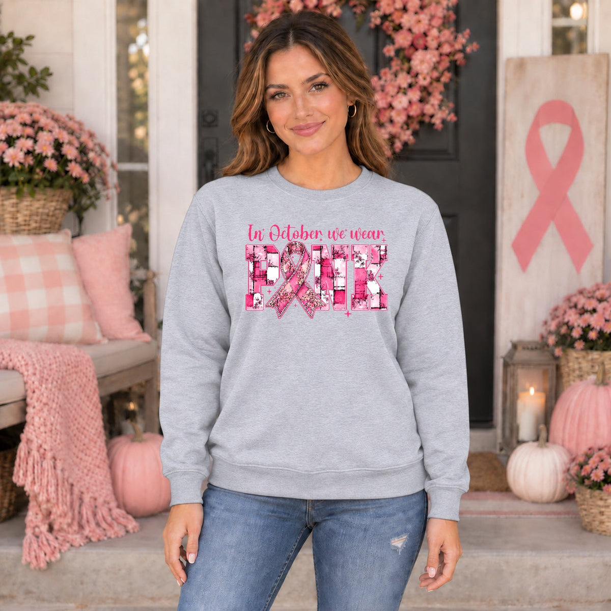 In October We Wear Pink Sweatshirt