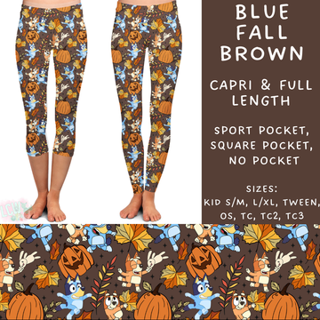 Batch #213 - Character Fall - Closes 10/9 - ETA mid Nov - Blue Fall Brown Full and Capri Length Leggings