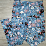 Parisian Blue Kitty Cat Print Soft Leggings