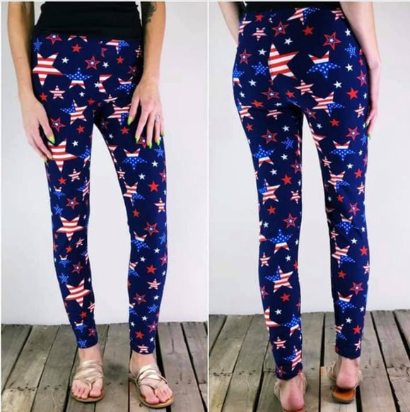 American Flag Star Soft Leggings