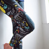 Deep Sea Fish Print Leggings - Adult & Kid Sizes