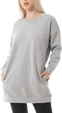 Casual Oversized Loose Fit Crew Neck Long Sleeves Fleece Pullover Sweatshirts Tunic w/ Pockets