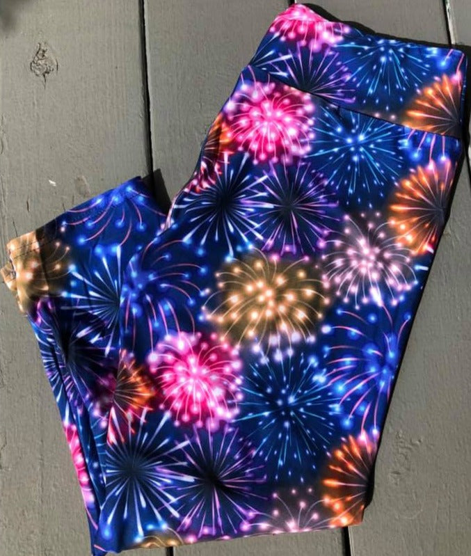 Neon Fireworks Soft Leggings w/ Pockets