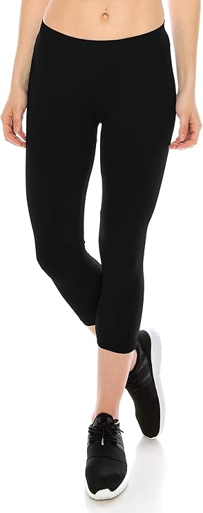Solid Black Capri Soft Leggings