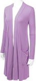 Women's Open Front Knee Length Long Sleeve Cardigan w/ Pockets S-3X