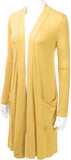 Women's Open Front Knee Length Long Sleeve Cardigan w/ Pockets S-3X