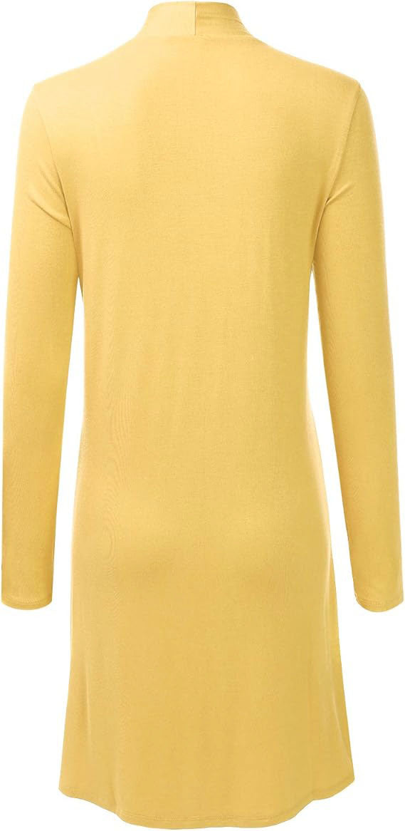 Women's Open Front Knee Length Long Sleeve Cardigan w/ Pockets S-3X