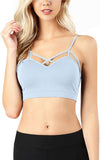 Women's Seamless Criss-Cross Bralette with Removable Pads