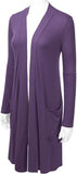 Women's Open Front Knee Length Long Sleeve Cardigan w/ Pockets S-3X