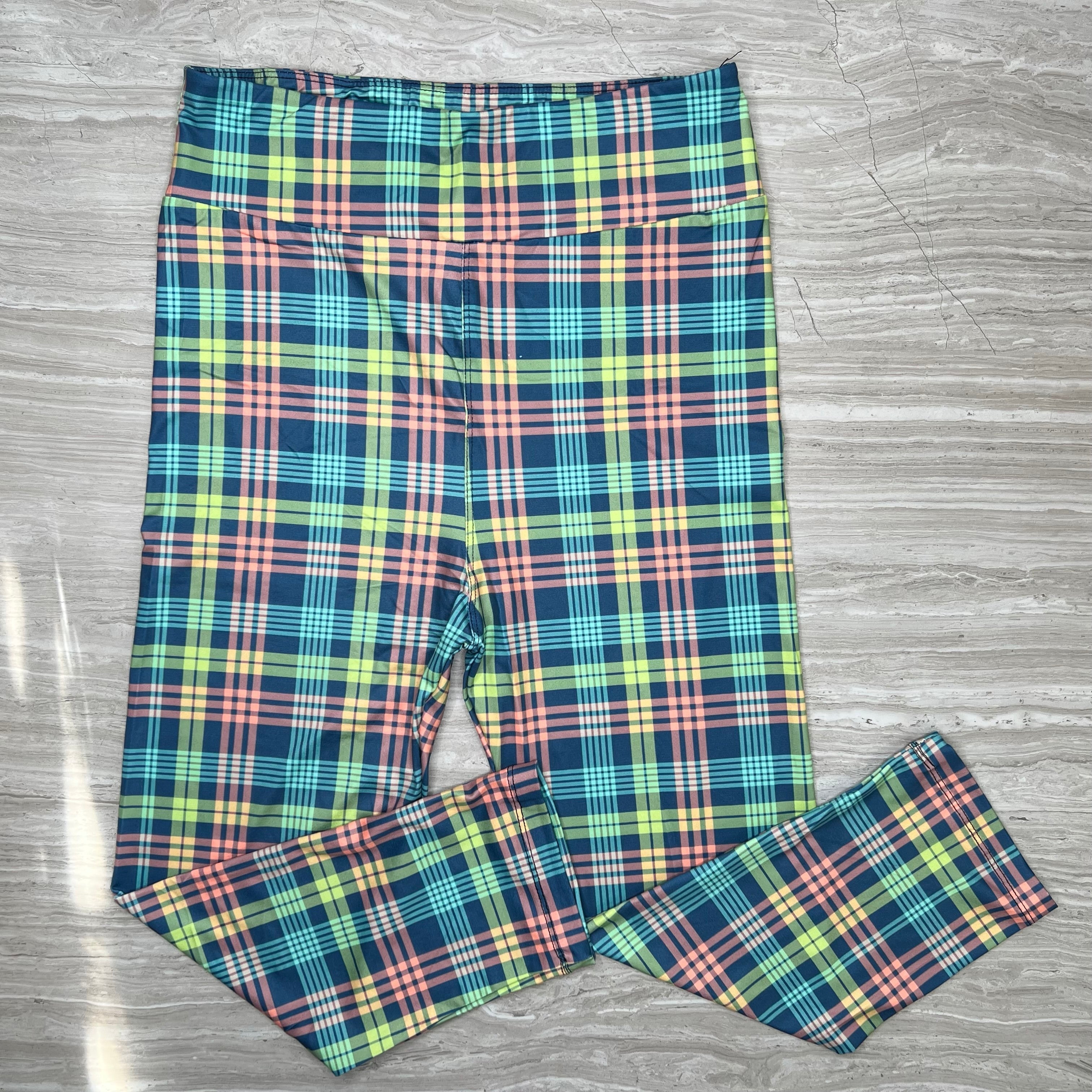 Retro Summer Preppy Plaid Print Capri Leggings