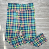 Retro Summer Preppy Plaid Print Capri Leggings