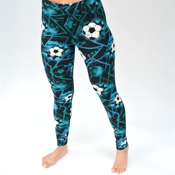Football Soccer Blue Leggings