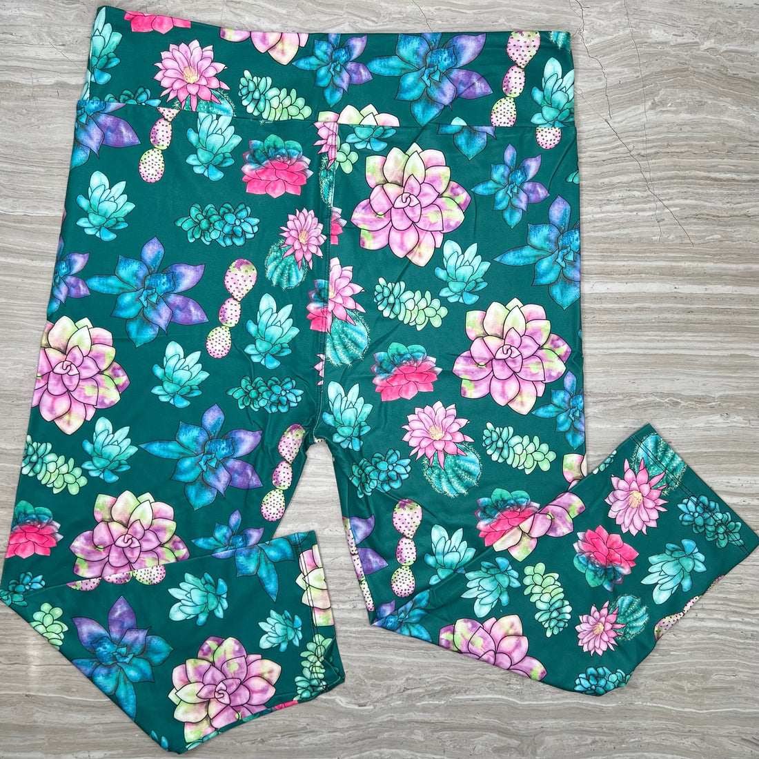 Succulent Print Capri Leggings