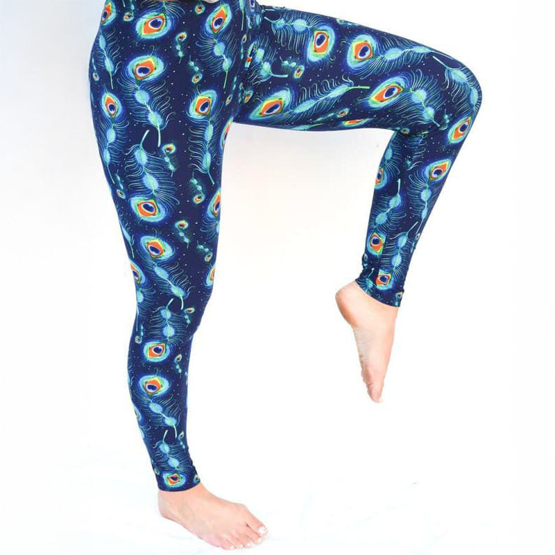 Peacock Feather Print Leggings