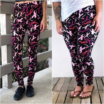 Pink Ribbon Awareness Print Soft Leggings