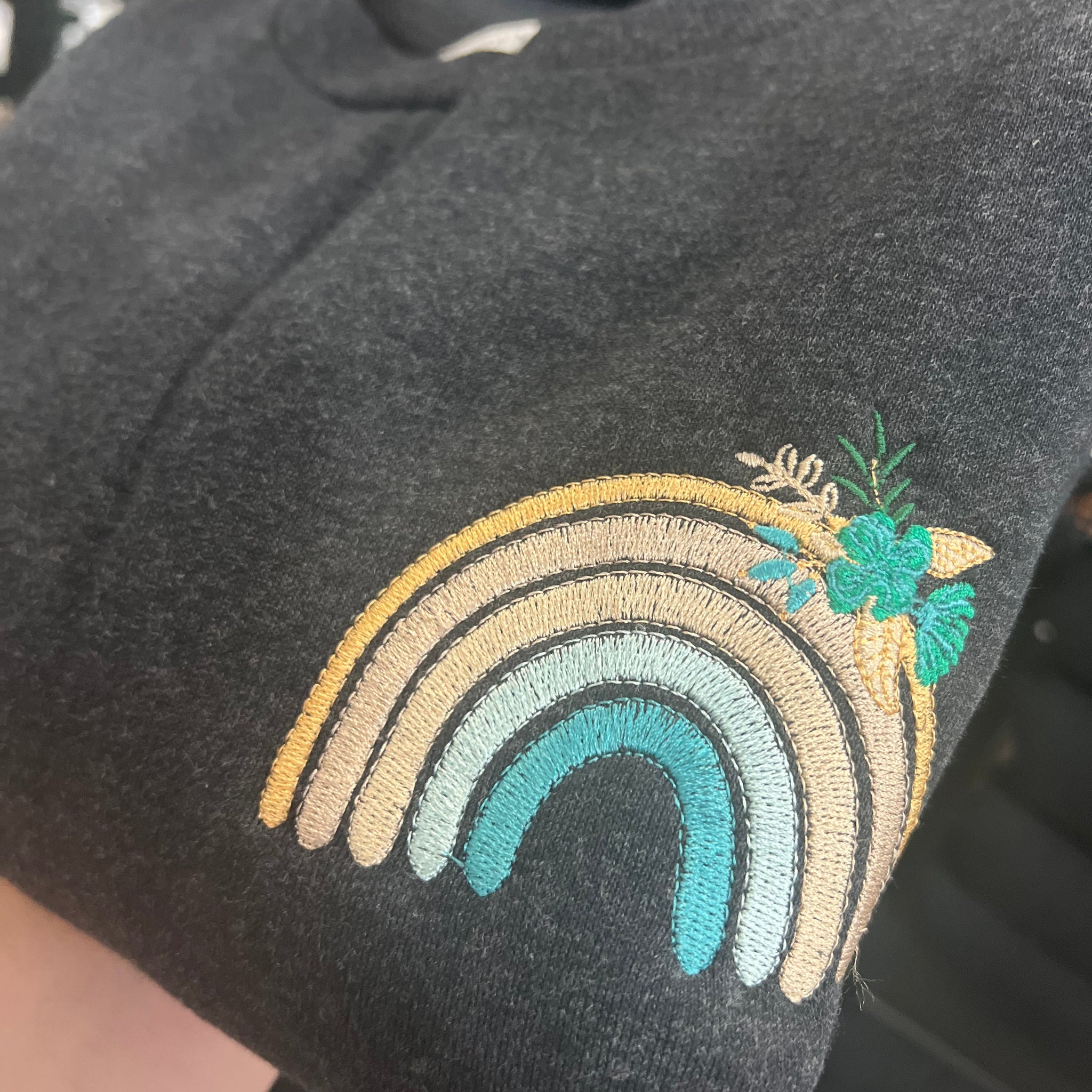 Embroidered Fall Rainbow Crew Sweatshirt - RTS