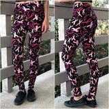 Pink Ribbon Awareness Print Soft Leggings