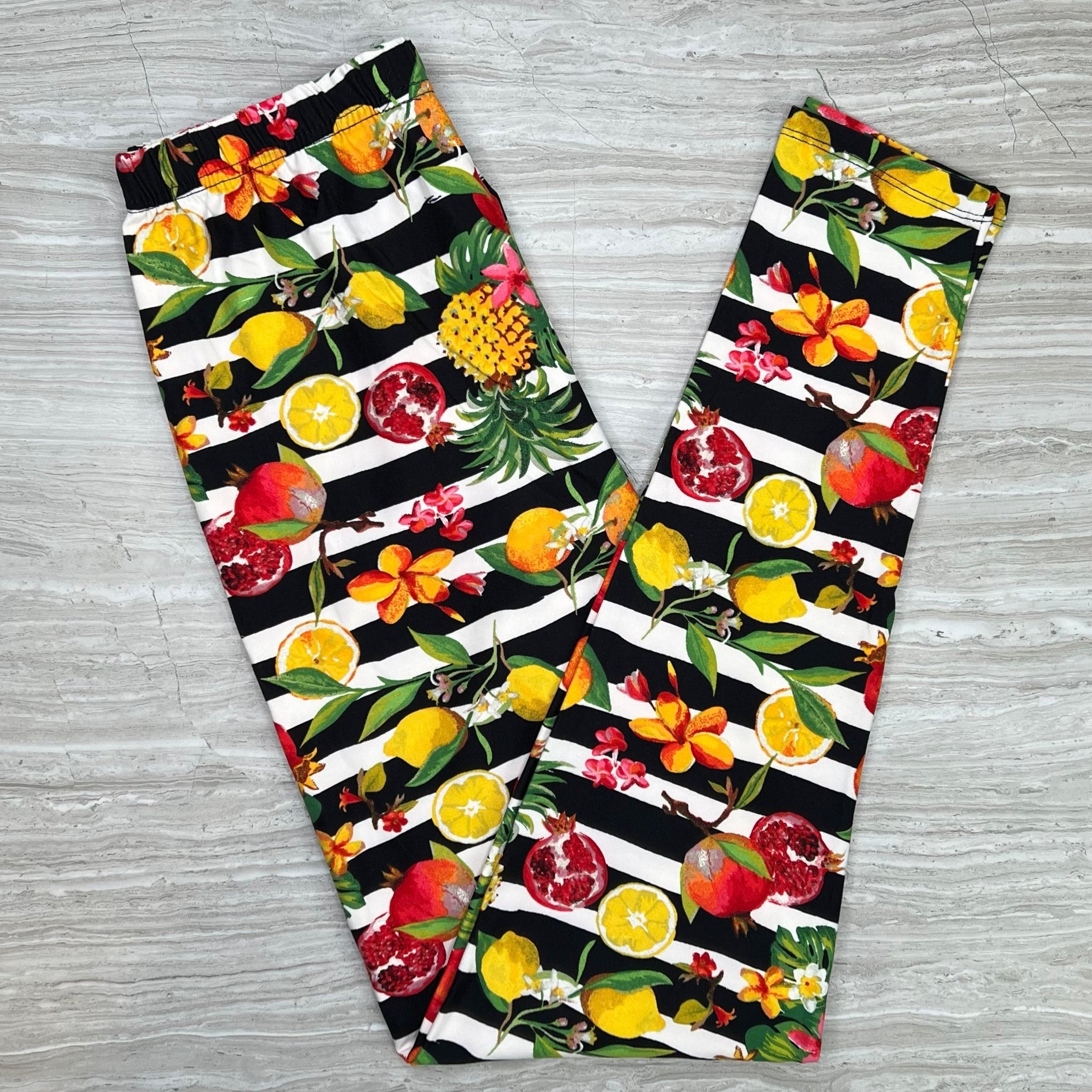 Tropical Fruit Print Soft Leggings