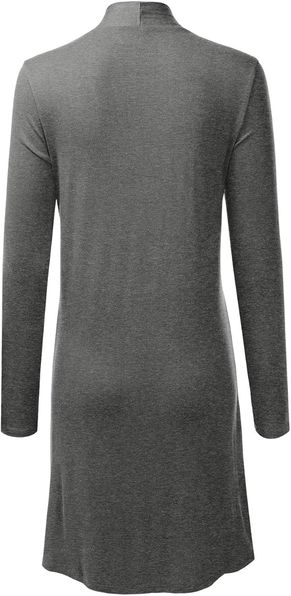 Women's Open Front Knee Length Long Sleeve Cardigan w/ Pockets S-3X