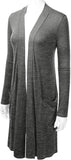 Women's Open Front Knee Length Long Sleeve Cardigan w/ Pockets S-3X